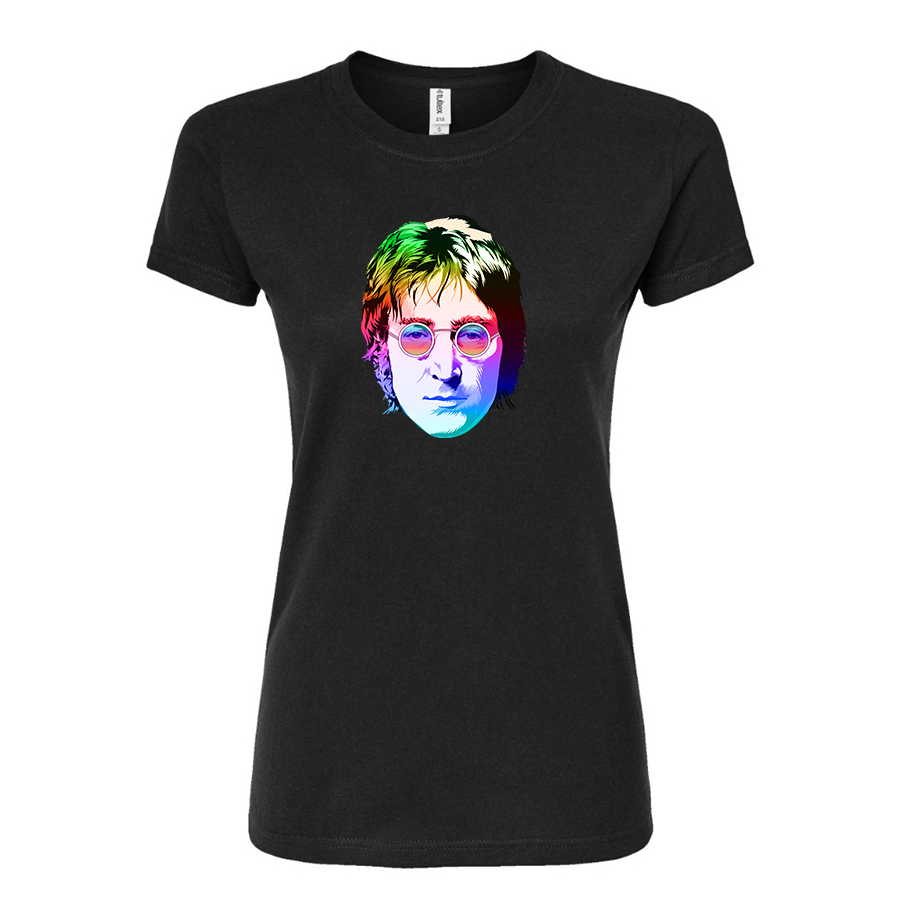 Women’s John Lennon Face Art Music Round Neck T-Shirt